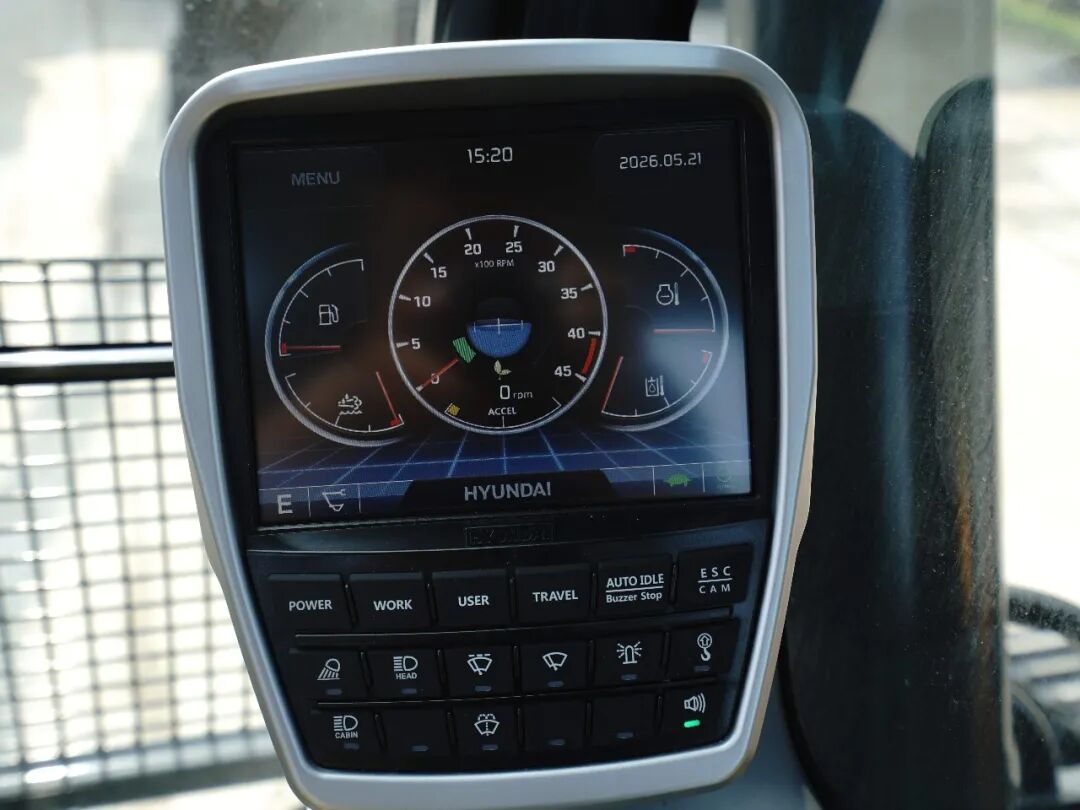 Instrument Monitor with ECO Guidance Display in the Hyundai HX220PRO Cab Instrument Monitor with ECO Guidance Display in the Hyundai HX220PRO Cab
